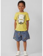 sOliver Pantaloni scurti cu model tropical - Albastru prafuit/Portocaliu pal