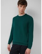 sOliver Pulover de bumbac cu decolteu la baza gatului - Verde padure/Kaki