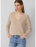 sOliver Pulover regular-fit cu decolteu in V - Bej