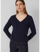 sOliver Pulover regular-fit cu decolteu in V - Bleumarin