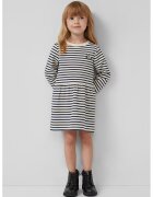 sOliver Rochie evazat cu dungi - Bej/Bleumarin