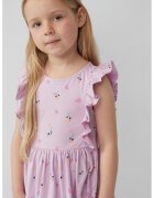 sOliver Rochie evazata cu model grafic - Negru/Portocaliu pal/Lila