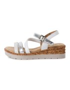 sOliver Sandale wedge din piele - Alb/Argintiu