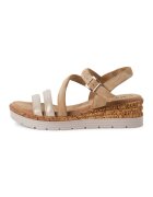 sOliver Sandale wedge din piele - Maro deschis