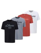 sOliver Set de tricouri regular fit cu imprimeu logo - 4 piese - Alb/Negru/Gri deschis