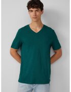 sOliver Tricou barbati cu decolteu in V - Regular fit - din bumbac - Verde inchis - Verde inchis