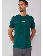 sOliver Tricou barbati - Regular fit cu decolteu la baza gatului si imprimeu cu text - Verde inchis