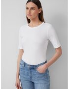 sOliver Tricou cambrat cu model uni - Alb