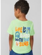 sOliver Tricou cu decolteu la baza gatului si imprimeu pe partea din spate - Albastru pastel/Portocaliu stins/Verde pal