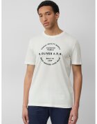 sOliver Tricou cu decolteu la baza gatului si imprimeu text - Alb murdar