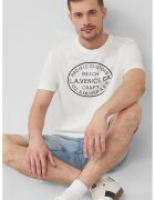sOliver Tricou cu decolteu la baza gatului si imprimeu text - Alb optic/Bleumarin