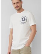 sOliver Tricou cu decolteu la baza gatului si imprimeu text - Albastru inchis/Alb murdar