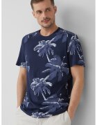 sOliver Tricou cu decolteu la baza gatului si model tropical