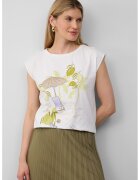 sOliver Tricou cu imprimeu si decolteu rotund - Alb/Verde masliniu