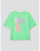 sOliver Tricou cu imprimeu si terminatie franjurata - Verde deschis