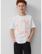 sOliver Tricou cu imprimeu text - Piersica/Alb murdar