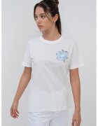sOliver Tricou de bumbac cu decolteu la baza gatului - Alb optic