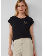 sOliver Tricou de bumbac cu decolteu rotund - Negru