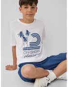 sOliver Tricou de bumbac cu design grafic - Albastru inchis/Alb optic