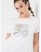 sOliver Tricou de bumbac cu imprimeu - Alb/Argintiu