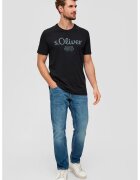 sOliver Tricou de bumbac cu imprimeu logo - Albastru ultramarin