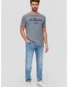 sOliver Tricou de bumbac cu imprimeu logo - Gri albastrui