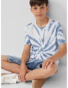 sOliver Tricou de bumbac cu model tie-dye - Albastru inchis/Alb optic