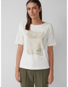 sOliver Tricou din amestec de bumbac cu model floral - Auriu/Alb murdar