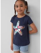 sOliver Tricou din bumbac cu aplicatii cu paiete - Roz pastel/Alb optic/Bleumarin