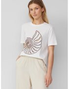 sOliver Tricou din bumbac cu imprimeu - Alb/Maro/Galben