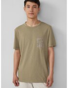 sOliver Tricou lejer cu imprimeu discret pe piept - Verde masliniu