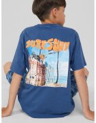 sOliver Tricou lejer cu imprimeu grafic pe spate - Albastru inchis