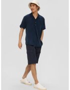 sOliver Tricou polo din amestec de in si lyocell - Bleumarin