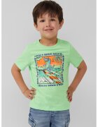 sOliver Tricou regular-fit cu imprimeu grafic - Portocaliu/Albastru inchis/Verde pal