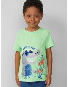 sOliver Tricou regular-fit cu imprimeu grafic - Verde pal/Alb optic/Albastru
