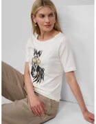 sOliver Tricou slim fit cu decolteu la baza gatului - Alb/Auriu/Negru