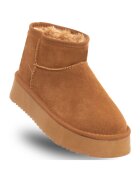 Soprani Couture Ghete dama - HUGH PLATFORM - maro deschis - piele naturala - material textil