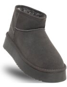 Soprani Couture Ghete dama - HUGH PLATFORM SHARK - gri - piele naturala - material textil