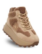 Soprani Couture Ghete dama - piele naturala/textil - maro