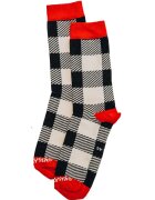 Sosete lungi unisex cu model in carouri - Rosu/Alb/Negru