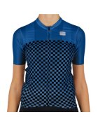 Sportful Tricou ciclism dama Checkmate SS 2021 Albastru/Negru - Albastru/albastru/negru