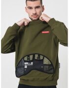 SPRAYGROUND Bluza de trening din bumbac cu decolteu la baza gatului - Negru/Verde sparanghel