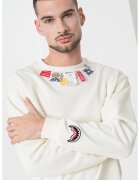 SPRAYGROUND Bluza de trening din bumbac - decorat cu etichete - Alb fildes
