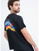 SPRAYGROUND Tricou cu decolteu la baza gatului si imprimeu - Negru/Galben/Albastru