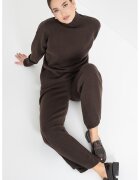 Stefanel Pantaloni ampli de lana - Maro inchis