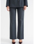 Stefanel Pantaloni eleganti evazati din amestec de lana cu talie inalta - Gri carbune