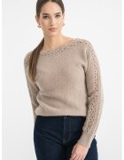 Stefanel Pulover din amestec de lana cu detalii perforate - Maro taupe