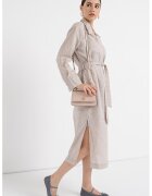 Stefanel Rochie din ramie cu slituri laterale - Maro taupe deschis