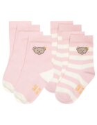 Steiff Set de soosete cu dungi - 4 perechi - Roz pal