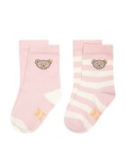 Steiff Set de soosete scurte de bumbac organic - 2 perechi - Roz pal